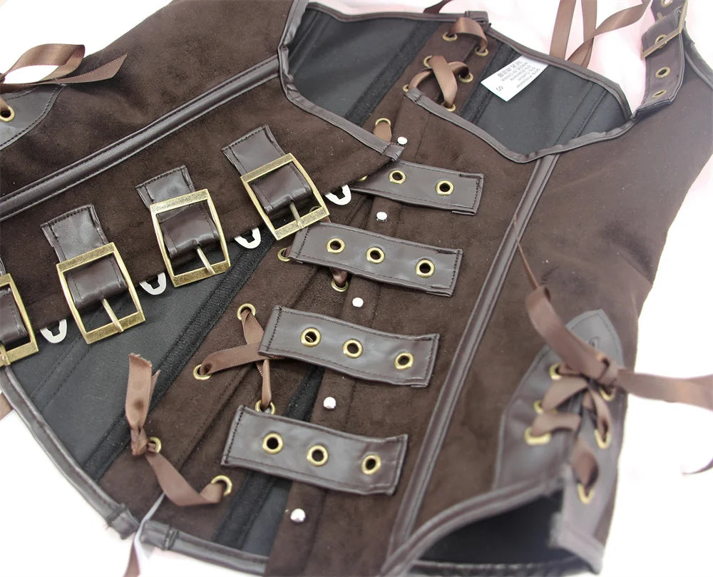 Brown Deer Skin Velvet Corset Top