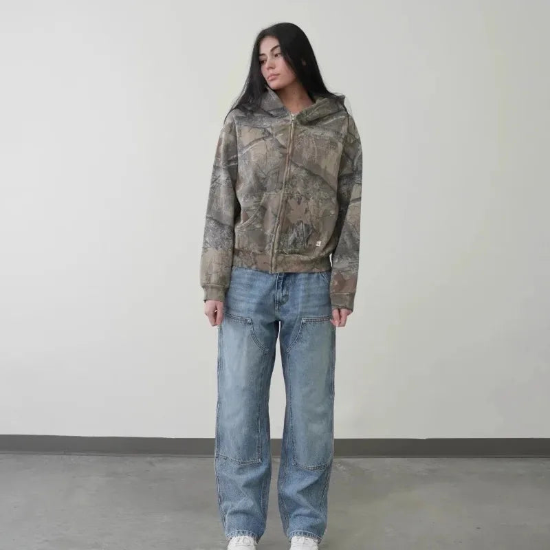 Y2K Retro Camouflage Pattern Sweatshirt Oversized Unisex