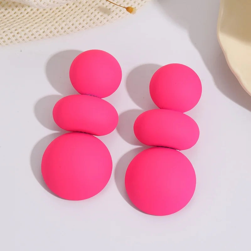 Round Steamed Bun Long Dangle Earrings