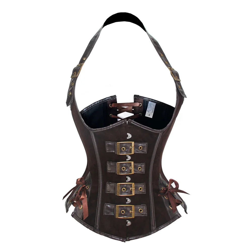 Brown Deer Skin Velvet Corset Top