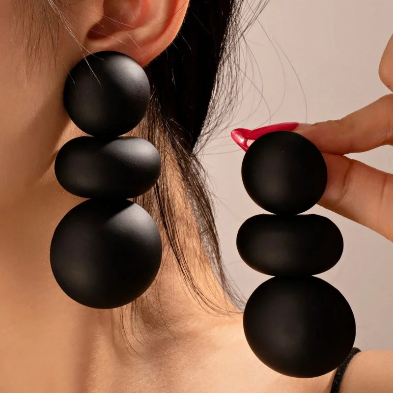 Round Steamed Bun Long Dangle Earrings