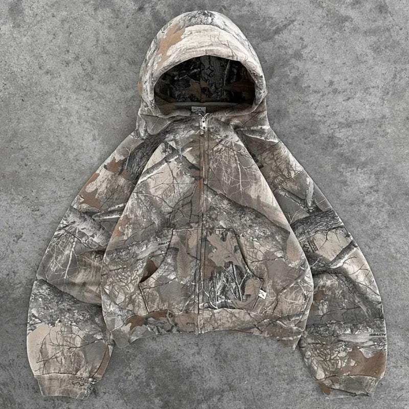 Y2K Retro Camouflage Pattern Sweatshirt Oversized Unisex