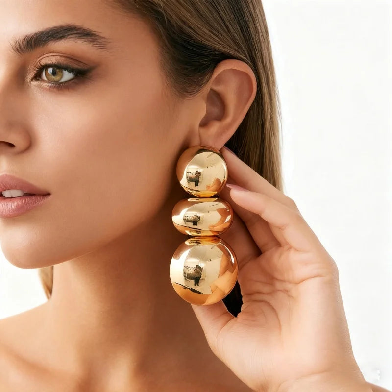 Round Steamed Bun Long Dangle Earrings